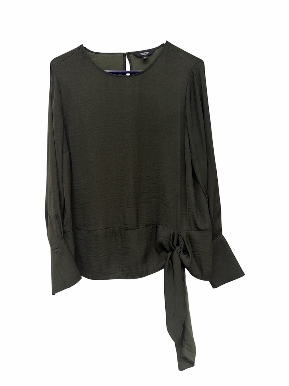 Simply Vera Vera Wang Olive Knot Front Long Sleeve Top